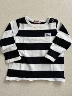 ※お値下げミキハウス 長袖Tシャツ 黒白ストライプ　80cm