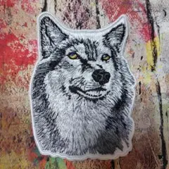 581 狼 オオカミ おおかみ ウルフ ワイルド 野生 刺繍 アイロンワッペン