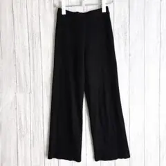 アメリカンホリック　リブワイドパンツ　黒　【M】　ストレッチ　楽ちん