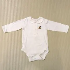 branshes ブランシェス クマ刺繍 長袖 襟付きロンパース