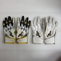 バッティング用手袋 2双セット ホワイト ゴールド ミズノ26 ssk26-27 