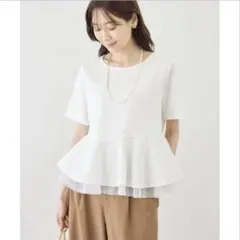 ロペピクニック ペプラムデザイン 半袖カットソー ホワイト サイズＦ