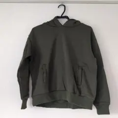 パーカー レディース フード付き 長袖 パール付き カーキー 春秋冬