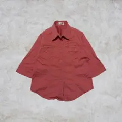 シャツ 00s 七分袖 コットン くすみピンク Y2K 古着 vintage