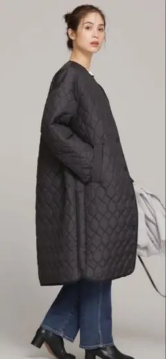 nanounivers 黒 キルティングジャケット ロング丈