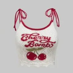 ROMWE チェリー刺繍キャミソール L