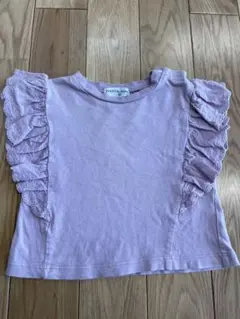 薄紫 フリル Tシャツ　80cm