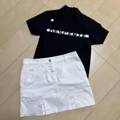 데센테 골프 모크넥 셔츠 스커트 투피스 세트