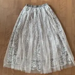 エディットコロン レース 花柄 フレアスカート ホワイト ピンクのサムネイル