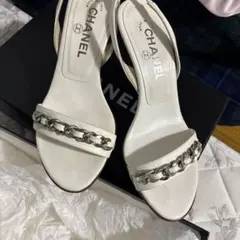 CHANEL チェーンストラップ サンダル ホワイトのサムネイル