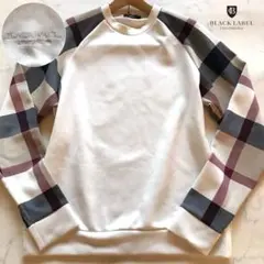 美品/Lサイズ✨ブラックレーベルクレストブリッジ トレーナー ノバチェック 白