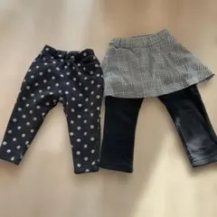 futafuta ドット柄パンツ　スカート付きパンツ90cm 裏起毛