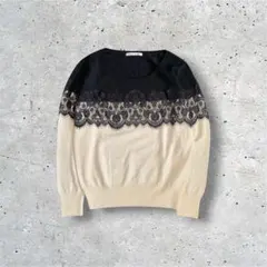 Viaggio Blu ビアッジョブルー レース切替ニット プルオーバー