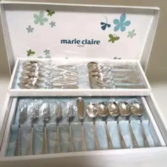 【匿名配送／新品／２１P】マリクレールティースプーンフォークセットカラーシルバーのサムネイル