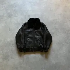 90s black real mouton flight jacket y2k