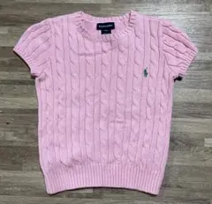 POLO RALPH LAUREN 半袖ケーブルニット ピンク ポニー刺繍 - メルカリ