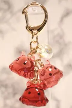 めんだこ/メンダコ/三連キーホルダー【パープル系・ハートゴールド金具