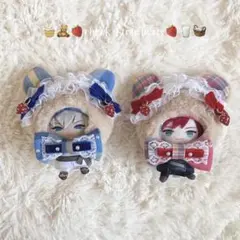 【レッド×チェック】にじぱぺっと ぬい服 10cm 帽子 着ぐるみ ボンネット