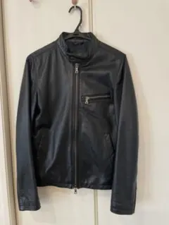 ブラックレザーシングルライダースジャケット