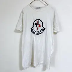 ◼️モンクレール ビッグロゴ 半袖Ｔシャツ 丸首 M 白 綿 お出かけ デートのサムネイル