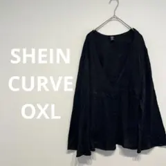 SHEIN CURVE OXL ブラック 長袖 カーディガン レディース 薄手