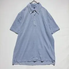 無印良品 MUJI ポロシャツ コットン 涼感ポロシャツ 青 ボタンダウン