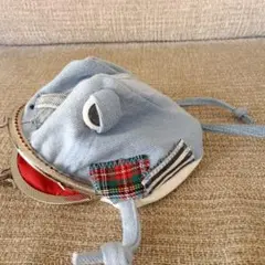 カエルのがま口ポーチ（デニムリメーク）