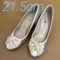 DIANA ベージュ パンプス　リボン付きハイヒール　21.5cm