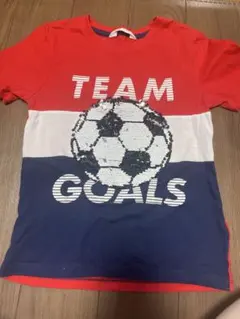 H&M キッズ　半袖　Tシャツ スパンコール　サッカーボール　130