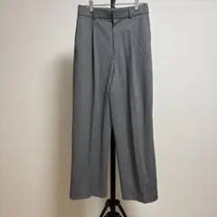 UNIQLO タックワイドパンツ M グレー ストレッチ 洗える レディース