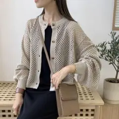 BLATE 2way ボリュームスリーブショートメッシュカーディガン