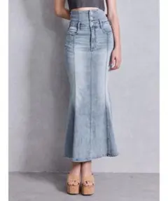 ハイウエストBACKクロスマーメイドデニムスカート　GYDA