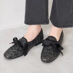 美品】MODE ET JACOMO グリッター リボンパンプス 22cm 日本製のサムネイル