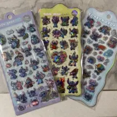 スティッチ 水シール オーロラシール 立体シール 3枚セット