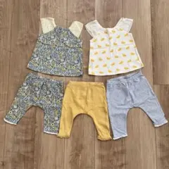 【５点セット】ネクスト　半袖　タンクトップ　フリル花柄　ズボン　薄手　60 70