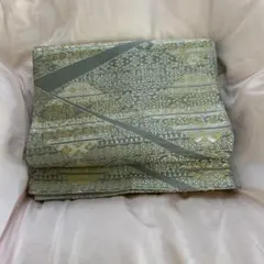 正絹❗️美しいグレーと金色の袋帯