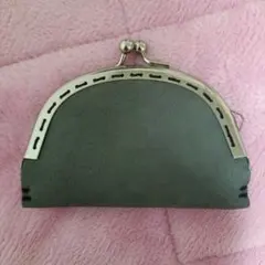 ハンドメイド がま口 財布 グレー