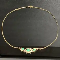 《美品》《送料無料 》⭐︎ 緑石 天然石 翡翠3石ペンダントネックレスGOLD♪⭐︎