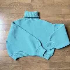 ANAP フリーサイズ アクアブルー タートルネック ニット 厚手