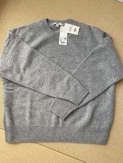 新品　ユニクロ　グレー ウール混紡 クルーネックセーター XL