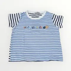 ファミリア 青と白のストライプ Tシャツ　Familiar 100