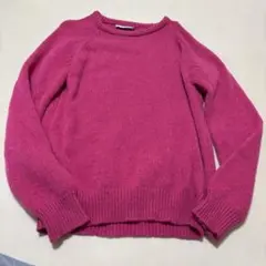 ラムウール　カシミア　カシミヤ　ピンク ラウンドネック セーター M ニット
