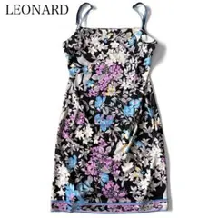 LEONARD カンカン素材 トリム 花柄 パフスリーブ チュニック