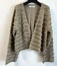 nano universeフリンジ付き長袖カーディガン羽織りベージュ系サイズ38