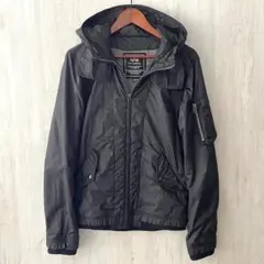 連休SALE　 美品　ALPHA　フード付ナイロンジャケット　黒　M