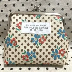 ハンドメイド がま口ポーチ がま口財布 花柄がま口 水玉