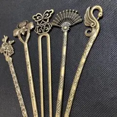 05番　5点セット、古風かんざし　ヘアピン、簪、髪飾り、着物、和装小物