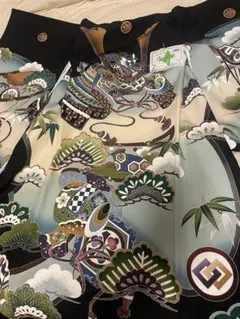 正絹　男児　お宮参り 産着 きもの ドラゴン刺繍の伝統的和服