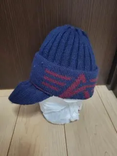 ALPHA INDUSTRIES キャップ付きニット帽 ネイビー