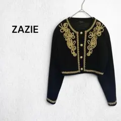 ザジ ZAZIE 刺繍 クロップドジャケット M ヴィンテージ風 ゴールドのサムネイル